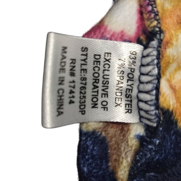 Miss Elaine Petites Floral Zip-Front Long Sleeve Dress PS Navy/Multi - Picture 7 of 7